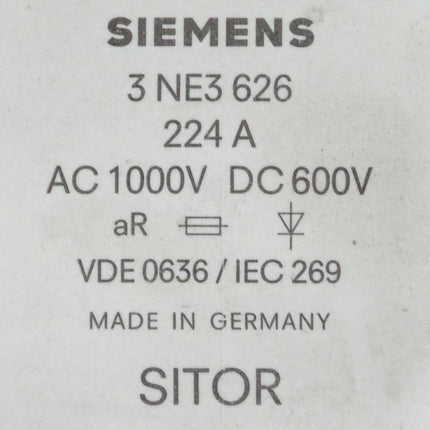 Siemens SITOR 3NE3626 224A AC 1000V DC 600 V 3 NE3 626  Sicherungseinsatz - Maranos.de