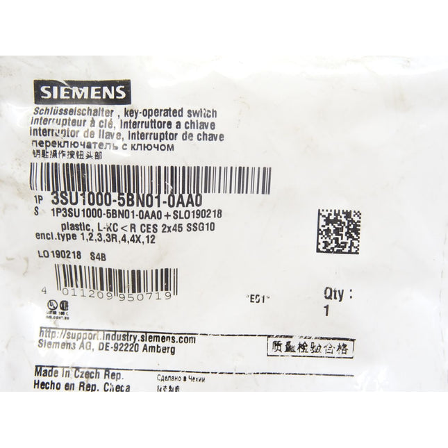 Siemens Schlüsselschalter 3SU1000-5BN01-0AA0 / Neu OVP - Maranos.de