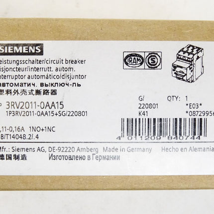 Siemens Leistungsschalter 3RV2011-0AA15 / Neu OVP - Maranos.de