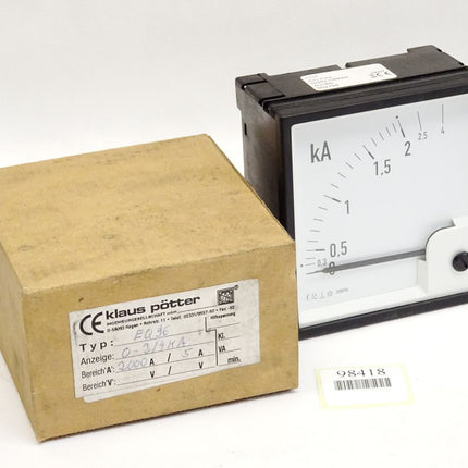 Klaus Pötter Amperemeter EQ96 0-2kA 4kA / Neu OVP - Maranos.de
