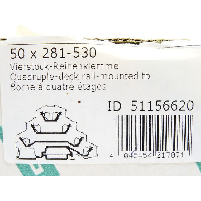 Wago Vierstock-Reihenklemme 281-530 / Inhalt : 50 Stück / Neu OVP - Maranos.de