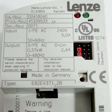 Lenze 8200 vector 00418040 E82EV371_2B E82EV371K2B 0.37kW - Maranos.de