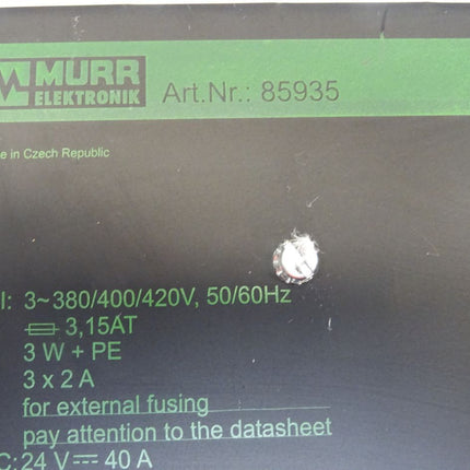 Murr Elektronik 85935 MPL Trafonetzgerät 3-phasig 400VAC auf 24V/40ADC - Maranos.de