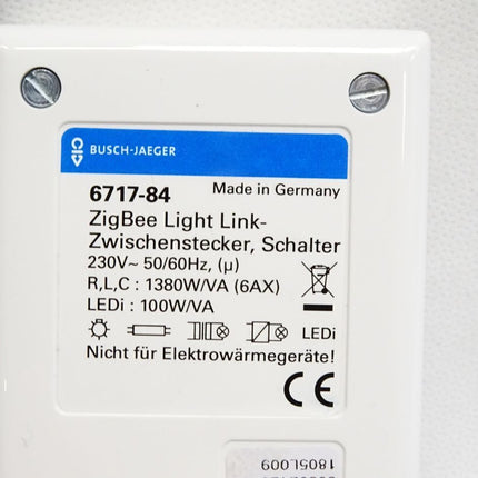 Busch-Jaeger 6717-84 Zigbee Light Link-Zwischenstecker Schalter / Neu OVP - Maranos.de