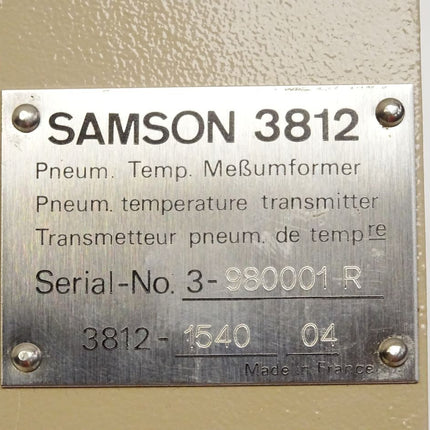 Samson 3812 Pneumatischer Temperatur Meßumformer / Neu - Maranos.de