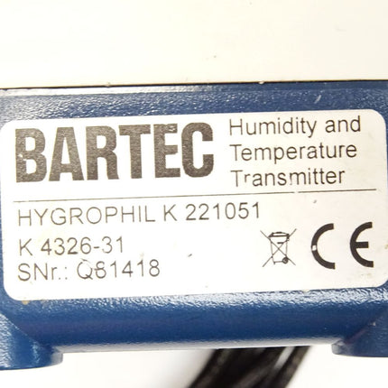 Bartec Hygrophil K 221051 K4326-31 Humidity and Temeprature Transmitter - Maranos.de