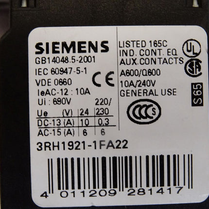 Siemens 3RT1025-1AP00 + 3RH1921-1FA22 - Maranos.de