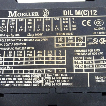 Moeller PKZM0-12 Motorschutzschalter + DILM12-10 - Maranos.de