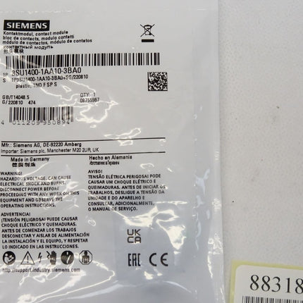 Siemens Kontaktmodul 3SU1400-1AA10-3BA0 / Neu OVP - Maranos.de