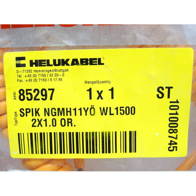 Helukabel 85297 PUR-Spiralkabel H05BQ-F orange 2 x 1 mm² WL 1500 mm / Neu OVP - Maranos.de