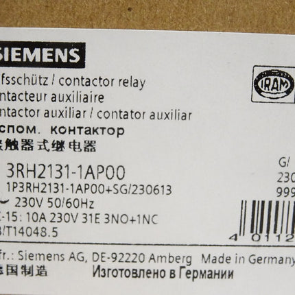 Siemens Hilfsschütz 3RH2131-1AP00 / Neu OVP - Maranos.de
