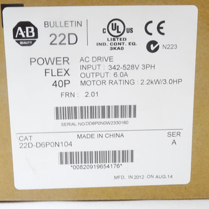 Allen-Bradley 22D-D6P0N104 / Power Flex 40P / 2.2KW - Maranos.de