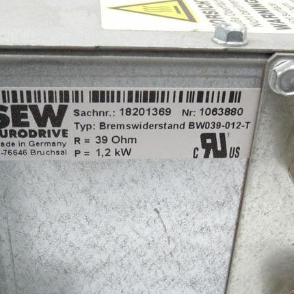 SEW Eurodrive Bremswiderstand BW039-012-T / 18201369 / 1,2kW 39 Ohm - Maranos.de