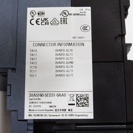 Siemens 3VA5160-5ED31-0AA0 Leistungsschalter 3VA5 - Maranos.de