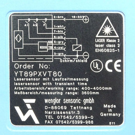 Wenglor YT89PXVT80 Lasersensor - Maranos.de