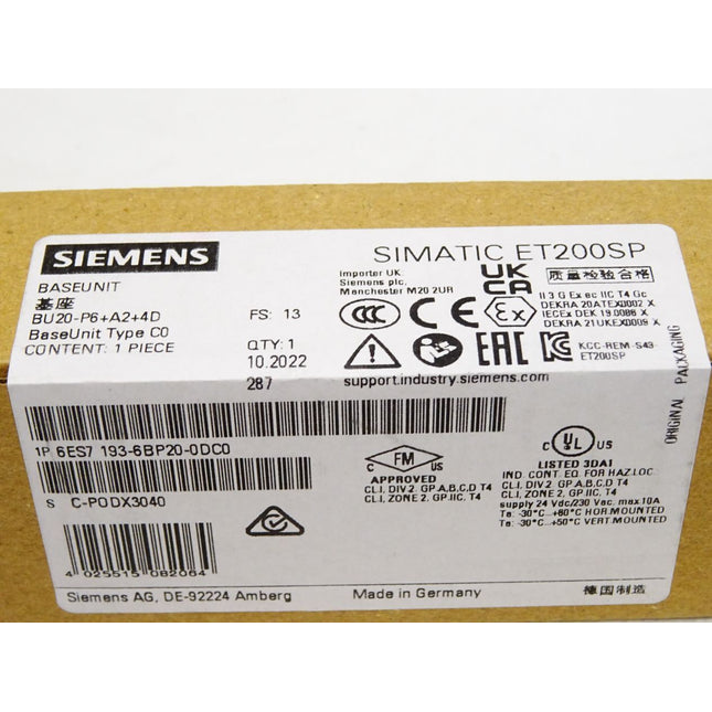 Siemens ET200SP Base Unit 6ES7193-6BP20-0DC0 6ES7 193-6BP20-0DC0 / Neu OVP versiegelt - Maranos.de