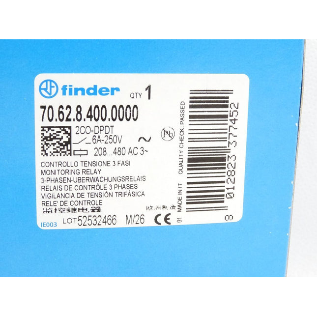 Finder 70.62.8.400.0000 3-Phasen-Überwachungsrelais  / Neu OVP - Maranos.de