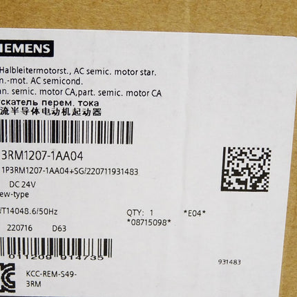 Siemens AC Halbleitermotorstarter 3RM1207-1AA04 / Neu OVP - Maranos.de