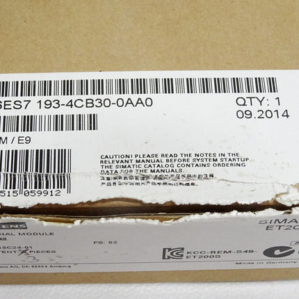 Siemens TM-E15C24-01 6ES7193-4CB30-0AA0 6ES7 193-4CB30-0AA0 Inhalt:3 Stück / Neu OVP - Maranos.de