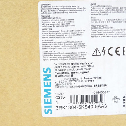 Siemens Verbraucherabzweig 3RK1304-5KS40-5AA3 E08 / Neu OVP - Maranos.de