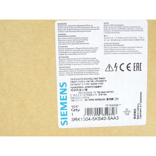 Siemens Verbraucherabzweig 3RK1304-5KS40-5AA3 E08 / Neu OVP - Maranos.de