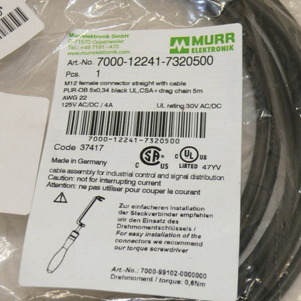 NEU-OVP Murr Elektronik 7000-12241-7320500 Kabel PUR-OB 5x0,34 5m - Maranos.de