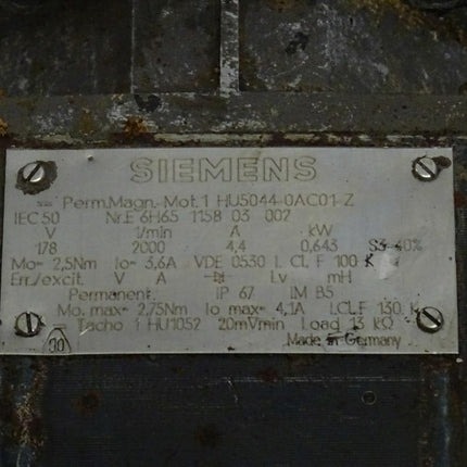 Siemens 1HU5044-0AC01-Z Permanent Magnet Motor 0,643 KW / 2000 Rpm / 1 HU5044-0AC01-Z - Maranos.de