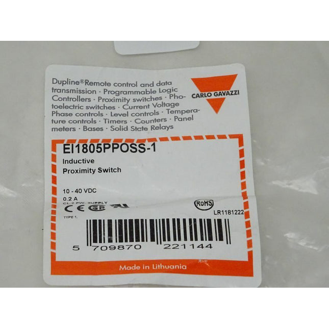 Carlo Gavazzi EI1805PPOSS-1 Inductive Proximity Switch 10-40VDC / 0,2A NEU-versiegelt - Maranos.de