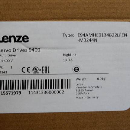 Lenze Servo Drives 9400 15571979 E94AMHE0134B22LFEN-M0244N 5.5kW E94AYAB E94AYM22 E94AYFLF E94AYCEN / Neu OVP versiegelt - Maranos.de