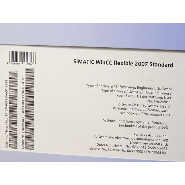 Siemens 6AV6 612-0AA51-2CA5 6AV6612-0AA51-2CA5 SIMATIC WinCC Flexible 2007 Standard Software - Maranos.de