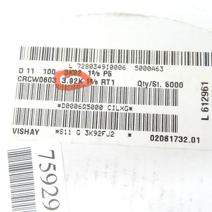 5000x VISHAY CRCW0603 3.92K / 3K92 Widerstände - Maranos.de