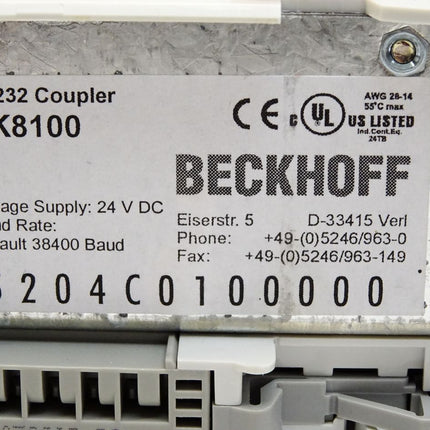 Beckhoff BK8100 RS232 Koppler - Maranos.de