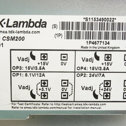 TDK-Lambda Sirius CSM200 J77001 Modular Power Supply - Maranos.de