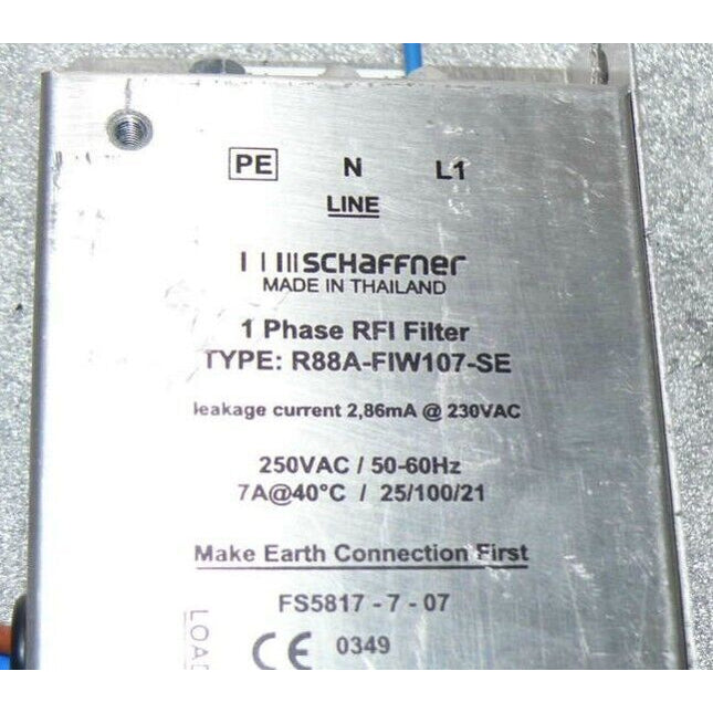 SCHAFFNER 1 Phase RFI Filter / Type: R88A-FIW107-SE / FS5817 - 7 - 07 - Maranos.de