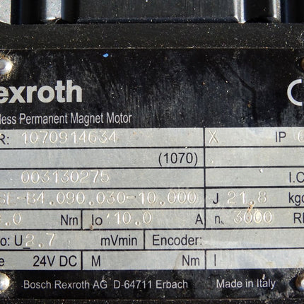 Rexroth Brushless Permanent Magnet Motor Servomotor 1070914634 SE-B4.090.030-10.000 3000RPM - Maranos.de