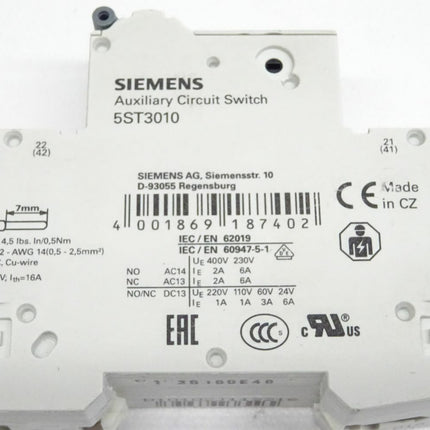 Siemens 5SY4110-8 MCB D10 + 5ST3010 - Maranos.de