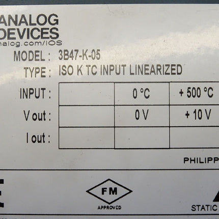 Analog Devices 3B47-K-05 / ISO K TC INPUT LINEARIZED - Maranos.de