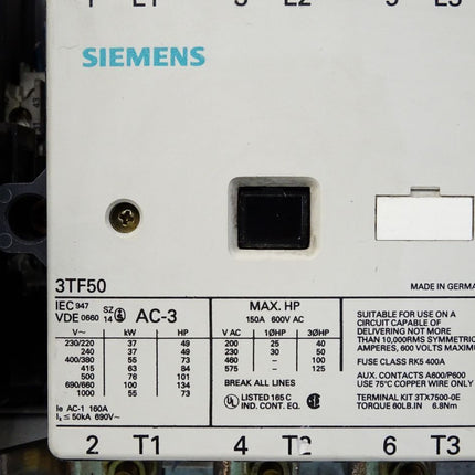 Siemens Sterndreieckstarter 3TE5202-5A 3UA6200-3K  3TF52 3TF50 7PU6220 ohne Abdeckung - Maranos.de