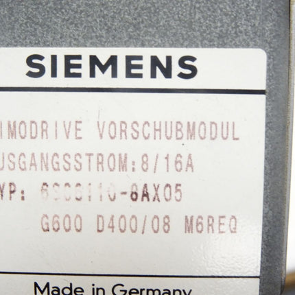 Siemens Simodrive Vorschubmodul Ausgangstrom 8-16A / 6SC6110-8AX05 - Maranos.de