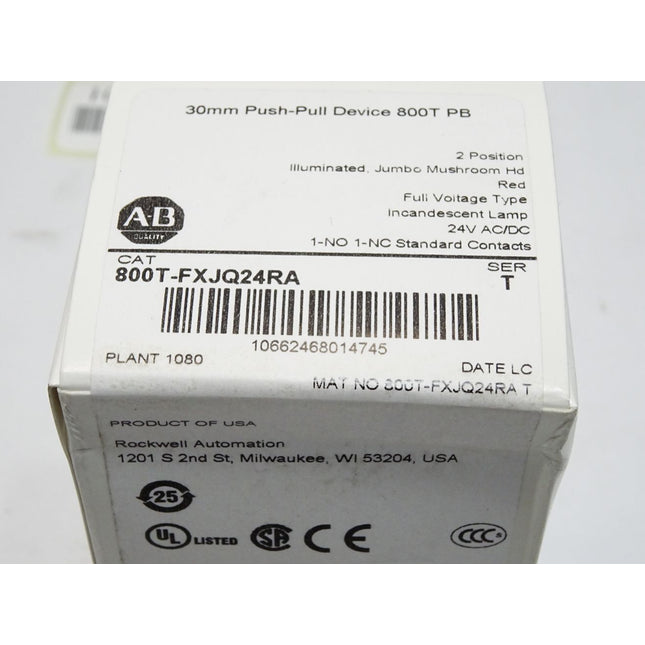 Allen Bradley 30mm Push-Pull Device 800T PB 800T-FXJQ24RA / Neu OVP versiegelt - Maranos.de