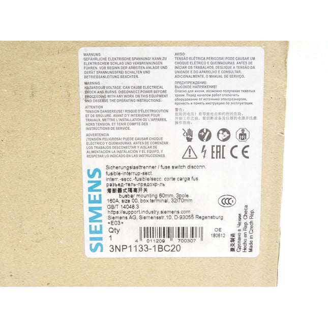 Siemens Sicherungslasttrenner 3NP1133-1BC20 / Neu OVP - Maranos.de