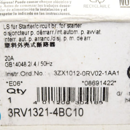 Siemens Leistungsschalter 3RV1321-4BC10 / Neu OVP - Maranos.de