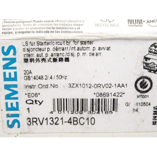 Siemens Leistungsschalter 3RV1321-4BC10 / Neu OVP - Maranos.de