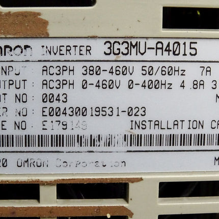 Omron SysDrive 3G3MV Inverter 1.5kW 3G3MV-A4015 - Maranos.de