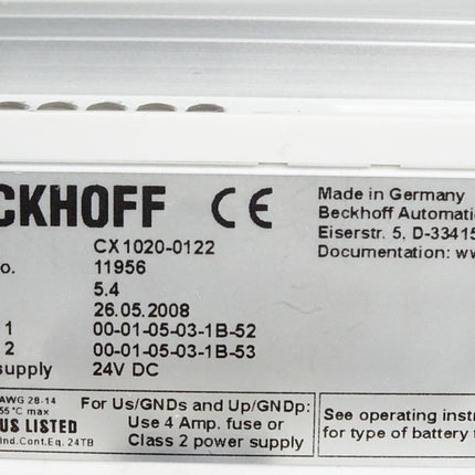 Beckhoff CPU-Grundmodul CX1020-0122 CX1020-N040 CX1020-N030 CX1020-N010 CX1020-N000 - Maranos.de