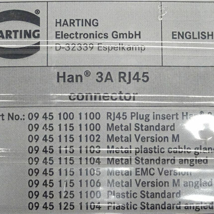 Harting Han 3ARJ45 Steckverbinder-Set 09451001100 neu-versiegelt - Maranos.de