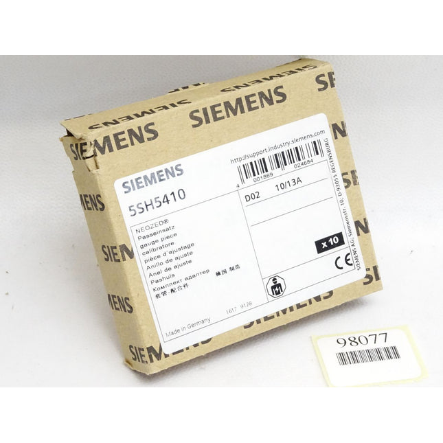 Siemens Neozed Passeinsatz 5SH5410 / Inhalt : 10 Stück / Neu OVP - Maranos.de