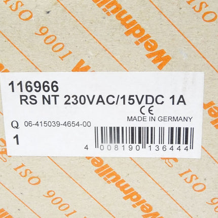 Weidmüller 116966 / RS NT 230VAC/15VDC 1A / Neu OVP - Maranos.de