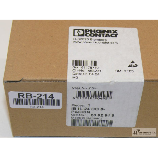 NEU-OVP Phönix Contact IB IL 24 DO 8-PAC/SN  Inline terminal 2862945 - Maranos.de