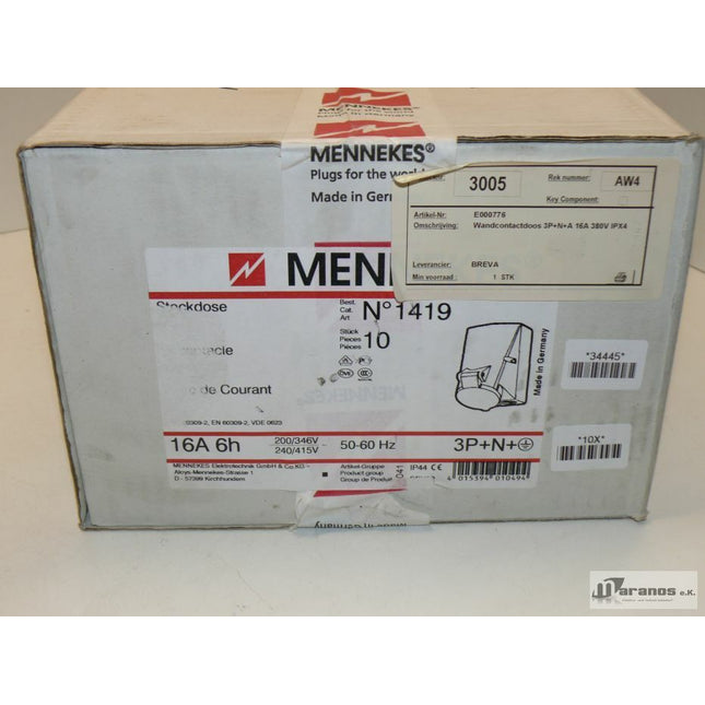 Neu-OVP Mennekes CEE Starkstrom Steckdose 3P 16A 6h Typ: 1419 - Maranos.de